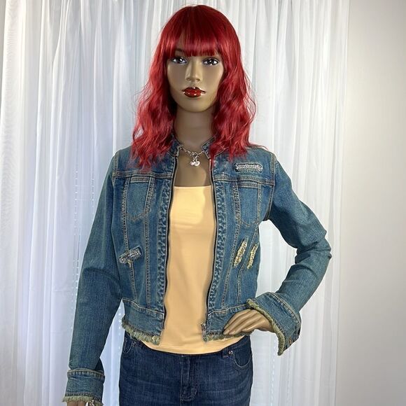 Yonique Embellished Denim Jacket Junior L - Picture 5 of 11